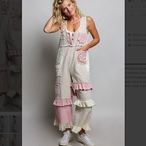 🎉 POL “ MEREDITH ” POL Patchwork Jumpsuit Romper with Varied Contrast Fabric 69